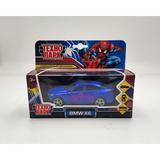 Машина металл BMW X6 спайдермен 12 см, двери, багаж, инер, син, кор. Технопарк