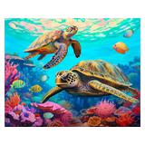 Алмазная мозаика Морские черепахи на рифе, 40х50 см, 30 цв., полн. заполнение, с подр.