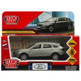 Машина металл LADA VESTA SW CROSS 12 см, двери, багаж, серый, кор. Технопарк