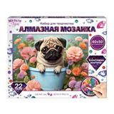 Алмазная мозаика 40*50 с подрамником мопс в цветах МУЛЬТИ АРТ