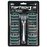 Мужская бритва TopTech PRO 3 1 станок + 25 сменных кассет (Совместимы с Gillette Blue 3*)