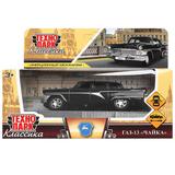 Машина металл газ-13 "чайка" 12 см, двери, инерц, черный, кор. Технопарк 