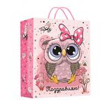 Пакет подарочный двусторонний ml, поздравляю, сова ЧУДО ПРАЗДНИК
