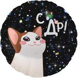 Шар (18""46 см) Круг, С ДР (котик), 1 шт в уп
