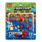 Конструктор фигурки мой мир+спайдермен -6 шт. Город мастеров