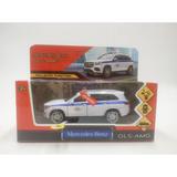 Машина металл свет-звук MERCEDES-BENZ gls class amg 12см,ПОЛИЦИЯ белый, кор. Технопарк