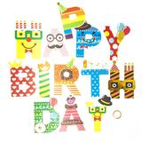 Гирлянда Веселые буквы, Happy Birthday, Ассорти, Металлик, 180 см, 1 упак, с