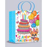 Пакет подарочный с окошком, с днем рождения, размер l ЧУДО ПРАЗДНИК