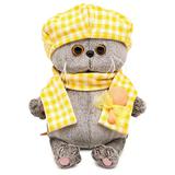 Басик BABY в берете и шарфе в клетку 20 см
