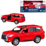 Машинка металлическая Abtoys АвтоСити 1:36 Кроссовер семейный инерционный с открывающими передними дверцами красный свет звук