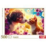 Кошечка и собачка. Пазлы в коробке 500 деталей. 225х320х40 мм. Умные игры