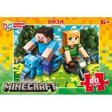 По мотивам Minecraft. Пазлы в коробке 80 деталей. 130х90х25 мм. Умные игры в уп.16шт