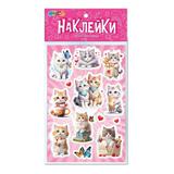 Наклейки бумажные, 12х18см котики MultiArt