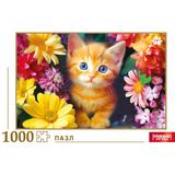 Котёнок в цветах. Пазлы классические. 1000 деталей. 355х235х50 мм. Умные игры