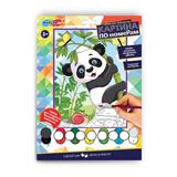 Раскраска по номерам 17х23 см панда и бамбук МУЛЬТИ АРТ