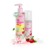 Glowgirl Подарочный набор детский спрей-мист для тела и волос ароматный с блестками + Гель для душа Вишня. ЭКО продукт