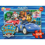 Суперщенки в машинках. Пазлы в коробке 104 детали. 190х141х35 мм. Умные игры 