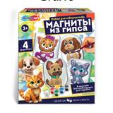 Магниты из гипса кошечки и собачки, 4 шт в наборе MultiArt