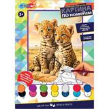 Раскраска по номерам 17х23 см маленькие леопарды МУЛЬТИ АРТ