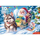 Пазлы MAXI 30 Хаски и Дед Мороз
