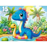 Пазлы MAXI 15 Динозаврик в пруду