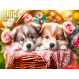 Пазлы 1000 Два щенка в корзине