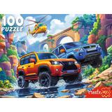 Пазлы 100 Два джипа и вертолет