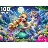 Пазлы 100 Прекрасная принцесса и единорог