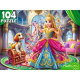 Пазлы 104 Веселая принцесса и щенок