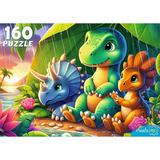 Пазлы 160 Динозавры под дождем