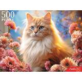 Пазлы 500 Кот в хризантемах