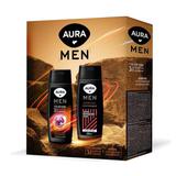 AURA MEN Подарочный набор: AURA MEN Гель для душа Энергия спорта 250 мл + AURA MEN Шампунь для волос Укрепляющий 250 мл