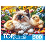 Пазлы 500 Котёнок и цыплята