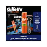 Подарочный набор GILLETTE Бритва Fusion5 ProGlide+1см.кас. + Гель д/бритья Fusion с миндальным маслом