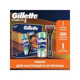 Подарочный набор GILLETTE Бритва Fusion + Гель д/бритья успокаивающий 75мл