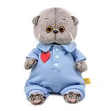 Басик BABY в голубом комбинезоне с сердечком 20 см