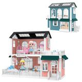 Игровой набор ABtoys Модульный домик (собери сам), 8 секций. Мини-куколки в гостинной, в музыкальной комнате, в спальне, в наборе с аксессуарами, розо