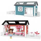 Игровой набор ABtoys Модульный домик (собери сам), 3 секции. Мини-кукла в кондитерской, в наборе с аксессуарами, розовый