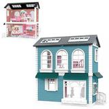 Игровой набор ABtoys Модульный домик (собери сам), 4 секции. Мини-куколки в спальне и гардеробной комнате, в наборе с аксессуарами, голубой