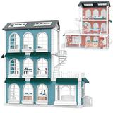 Игровой набор ABtoys Модульный домик (собери сам), 8 секций. Мини-куколки с питомцами в гостинной, в столовой, на кухне, в наборе с аксессуарами, голу