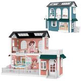 Игровой набор ABtoys Модульный домик (собери сам), 8 секций. Мини-куколки с питомцами на кухне, в ванной, в столовой, в наборе с аксессуарами, розовый