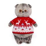 Кот Басик в свитере с оленями 22 см