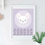 Интерьерный дизайнерский постер "Календарь с Мышонком" (размер А3)