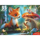 Пазлы 35 Лиса и ежик
