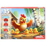 Пазлы 35 Оживи мультфильм. Курочка и цыплятки