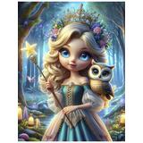 Алмазная мозаика Волшебница с совой, 23х30 см, 10 цв., частич. заполнение, с подр.