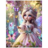 Алмазная мозаика Волшебница с бабочками, 23х30 см, 10 цв., частич. заполнение, с подр.
