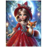Алмазная мозаика Куколка с лисичкой, 23х30 см, 10 цв., частич. заполнение, с подр.