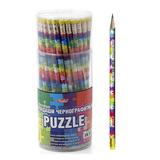 Карандаш чернографитный Hatber круглый корпус 72шт Puzzle "HB" с ластиком
