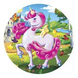 Набор для творчества Рыжий кот Алмазная мозаика Сказочный единорог круглая на картоне блестящая, с частичным заполнением диаметр 18 см